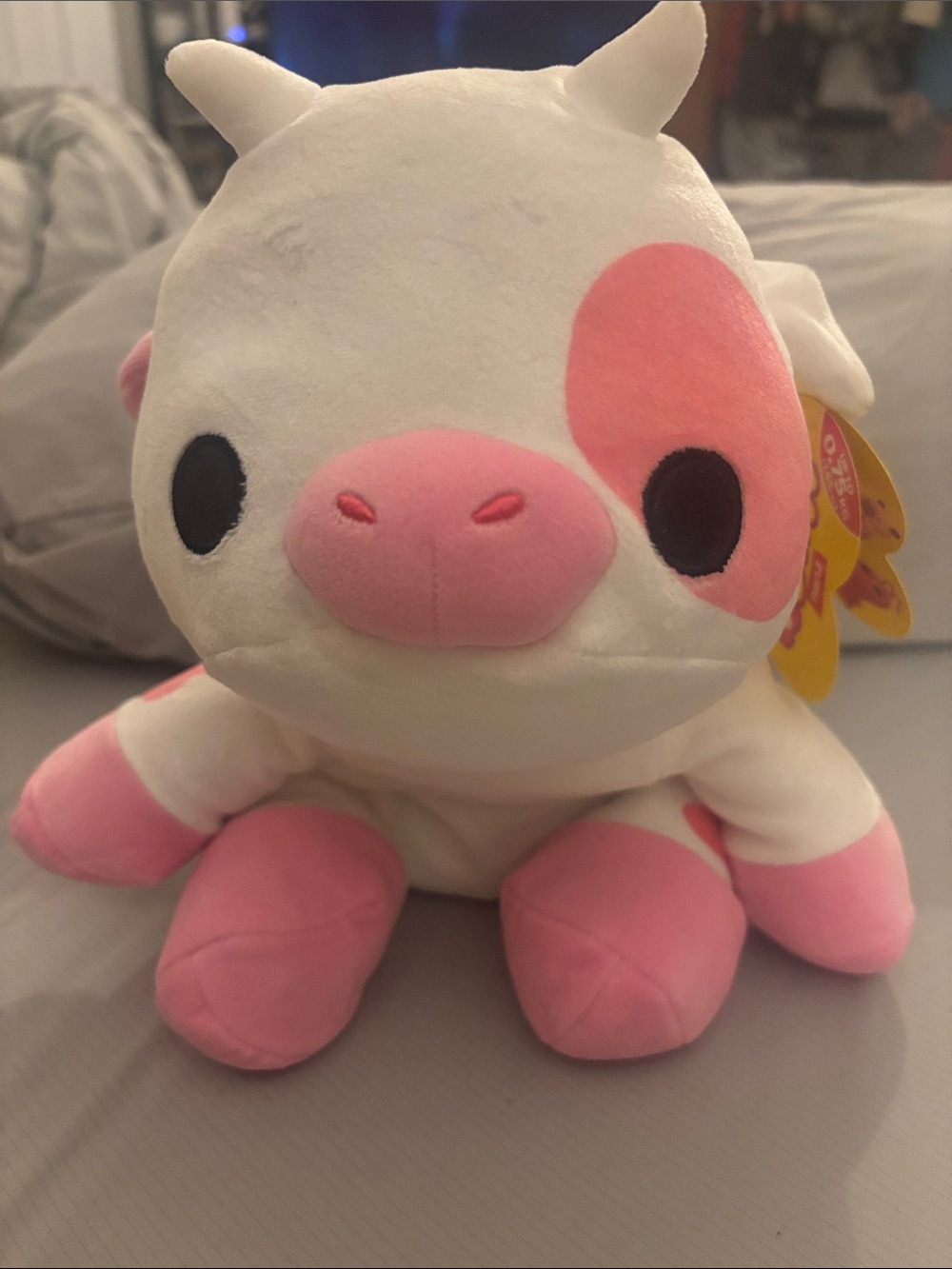 Plush Pink & White Cow Stuffed Animal - Soft Plush Toy